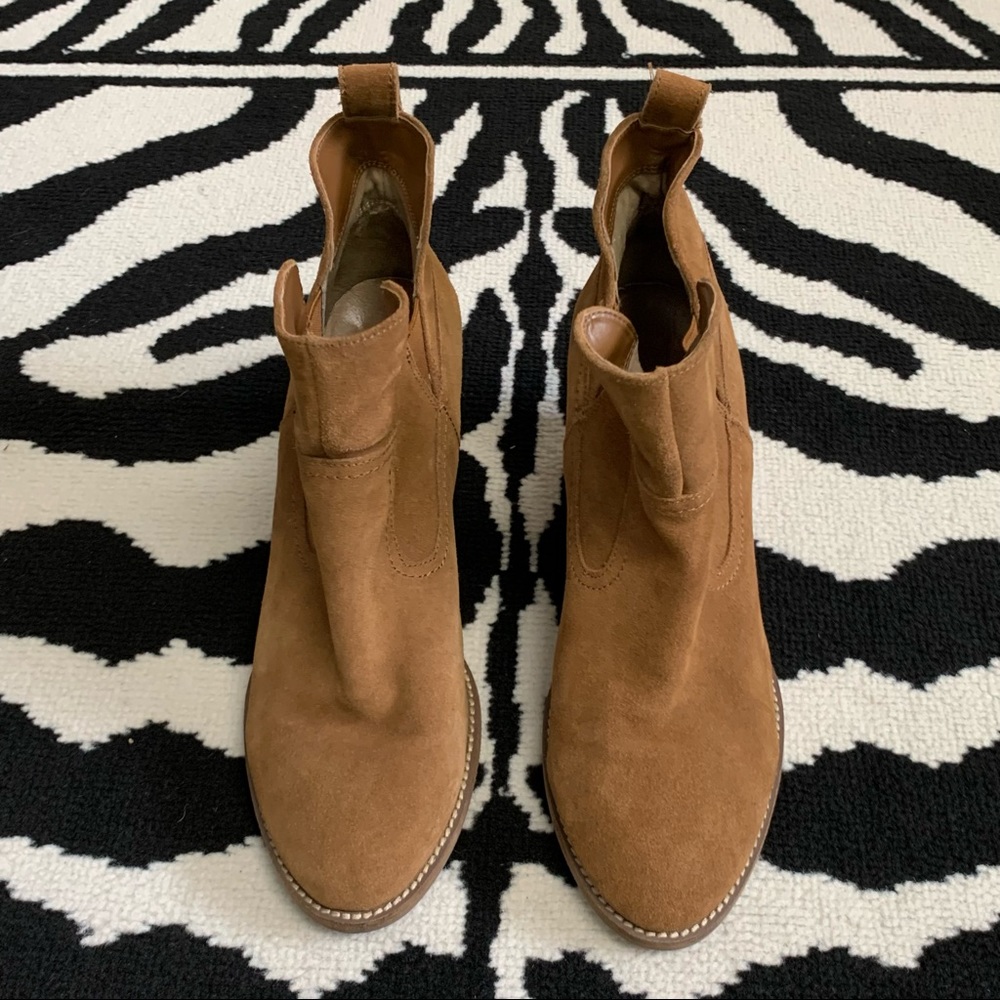 Blondo Irving Waterproof Suede Wedge Bootie In Cognac Size 9.5 - Picture 2 of 13